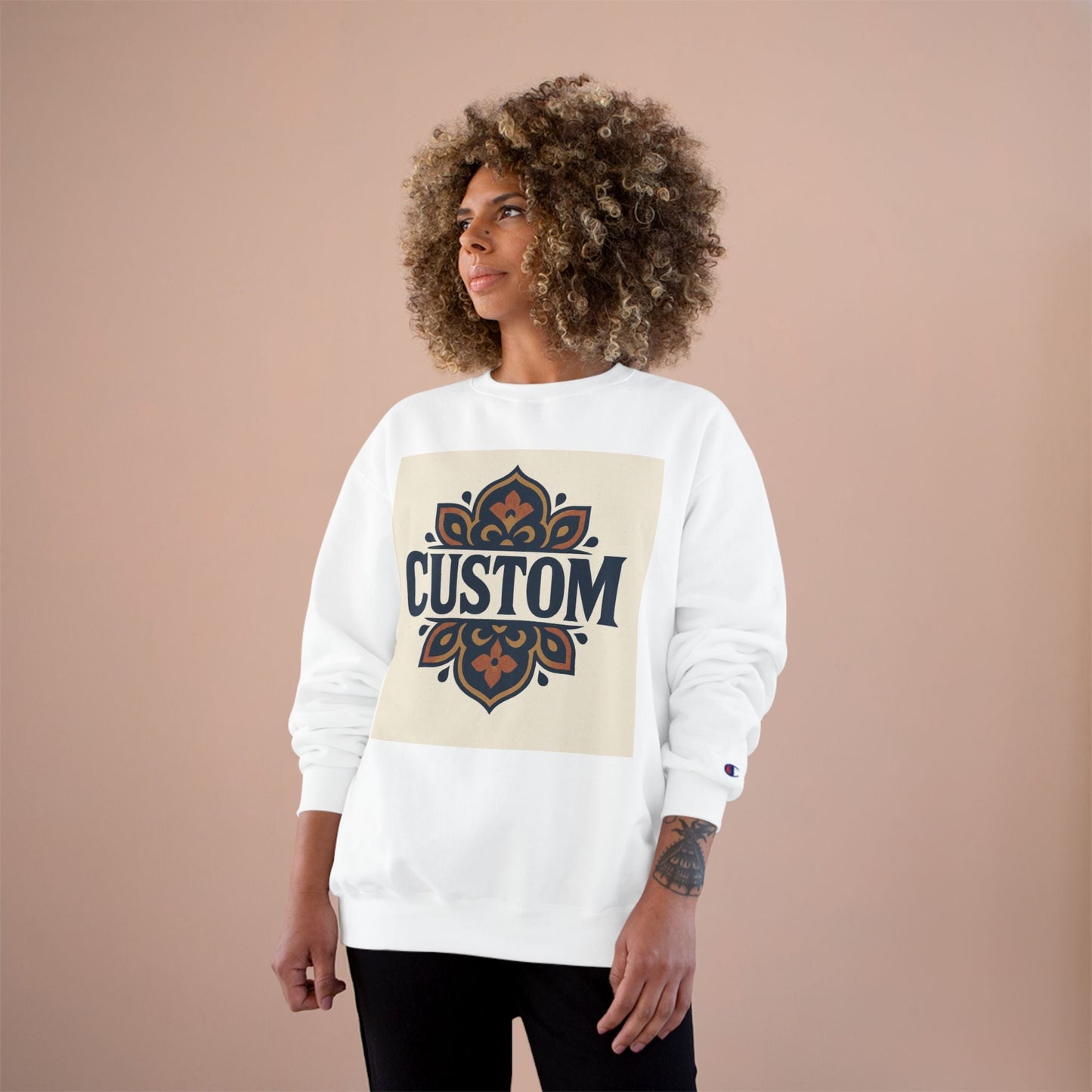 Custom Floral Mandala Sweatshirt — Personalized Champion Crewneck Printify