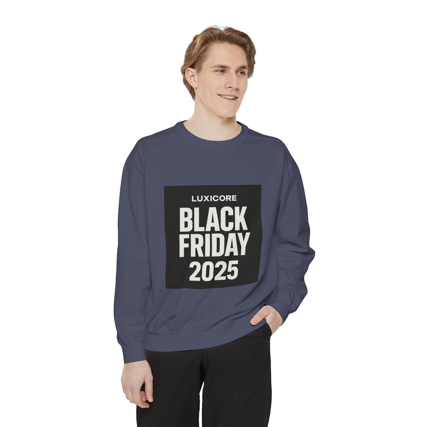 Black Friday 2025 Sweatshirt — Luxicore Graphic Crewneck Printify