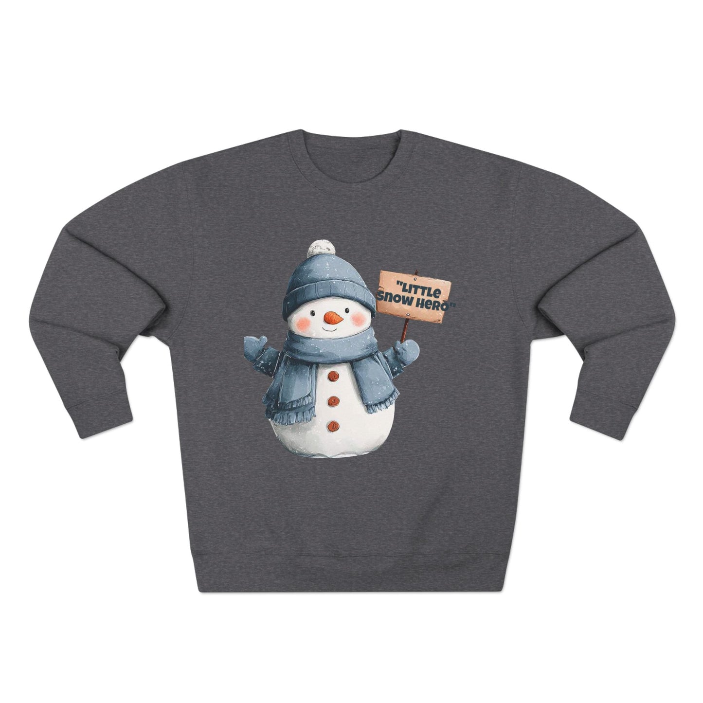 Snowman Sweatshirt - Cute 'Little Snow Hero' Holiday Crewneck Printify