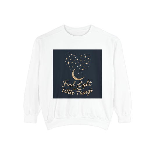 Moon & Stars Sweatshirt - "Find Light in the Little Things" Inspirational Crewneck Printify