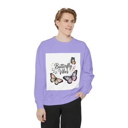 Butterfly Vibes Sweatshirt — Feminine Floral Butterfly Graphic Crewneck Printify