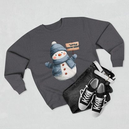 Snowman Sweatshirt - Cute 'Little Snow Hero' Holiday Crewneck Printify