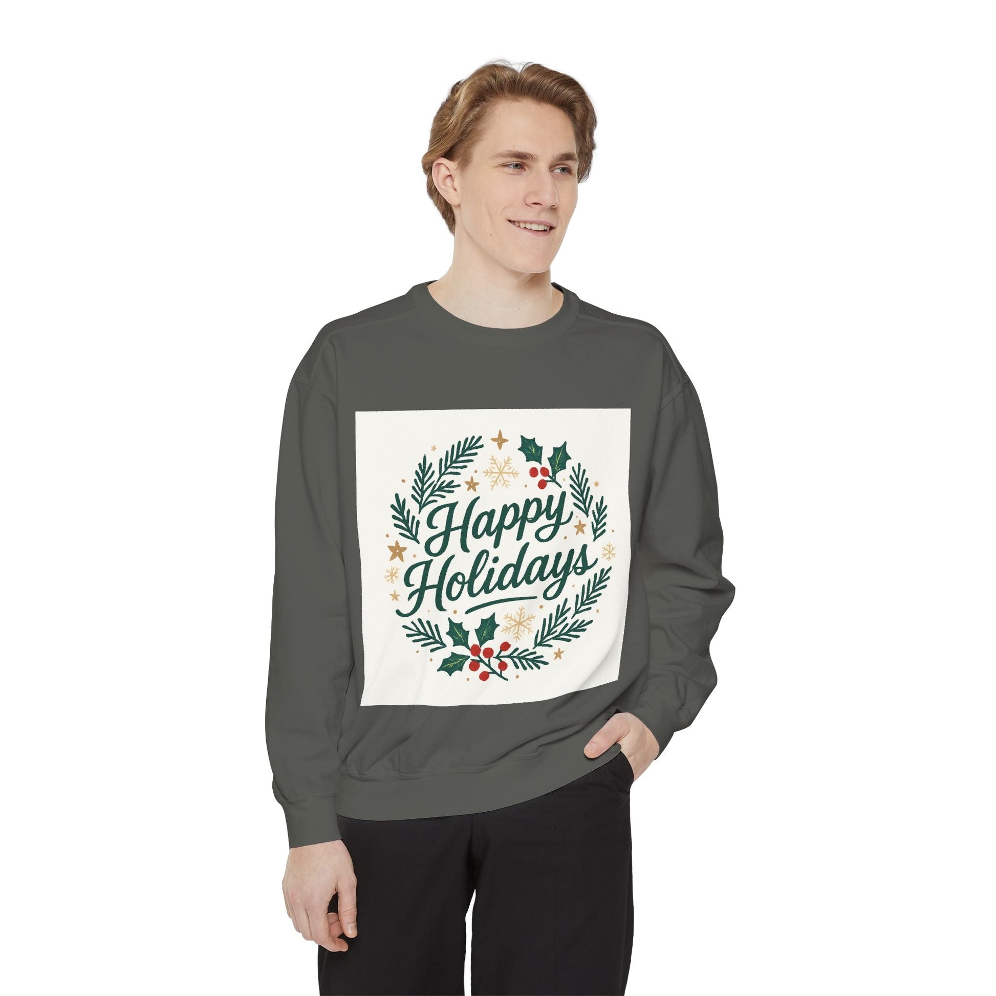 Happy Holidays Wreath Sweatshirt Printify