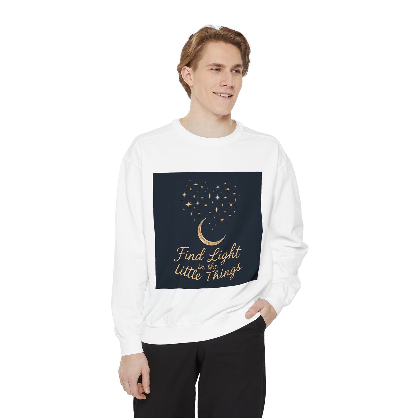 Moon & Stars Sweatshirt - "Find Light in the Little Things" Inspirational Crewneck - LUXİCORE