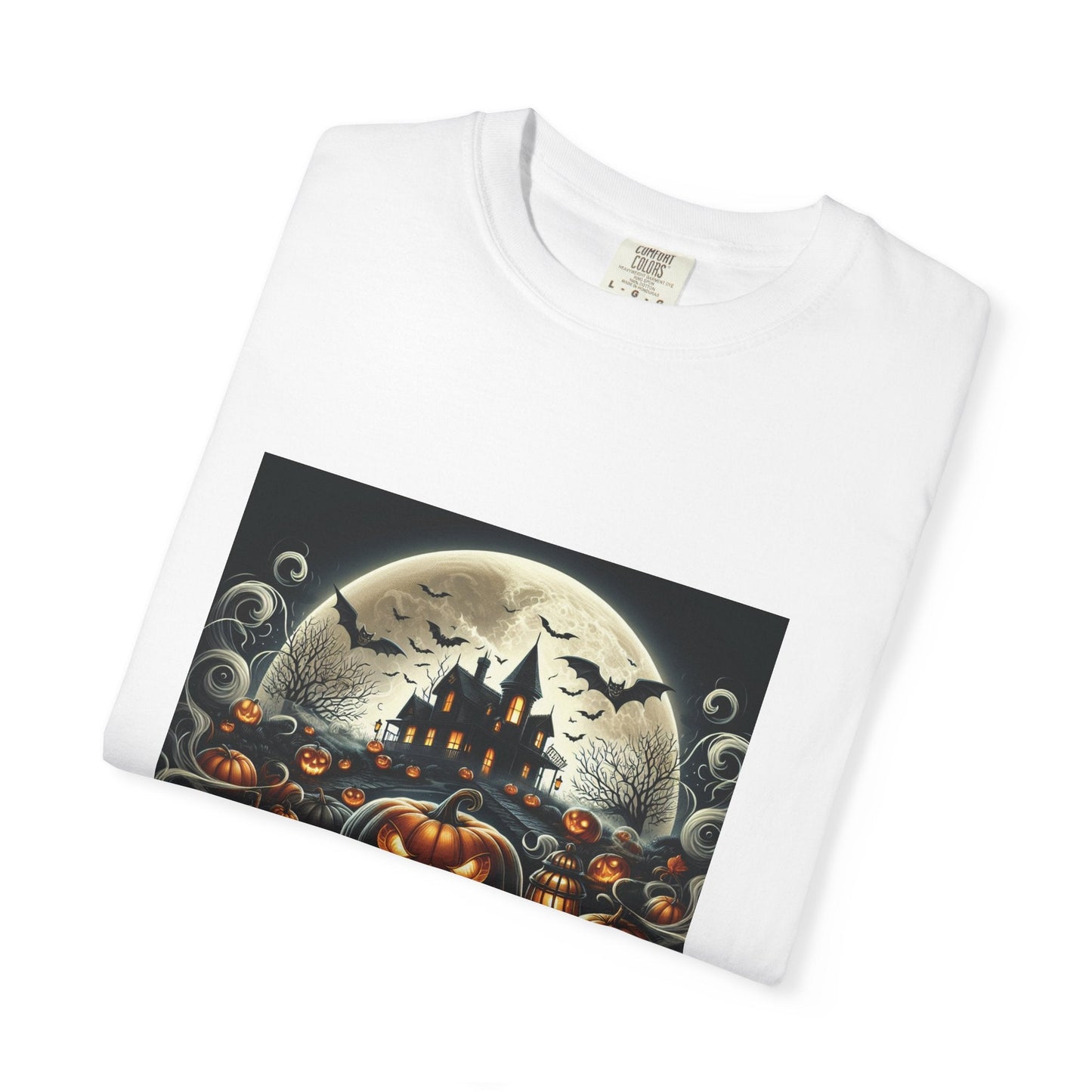 Spooky Halloween T-Shirt, Unisex Fall Shirt, Pumpkin Graphic Tee, Haunted House Top, Autumn Celebration Apparel Printify