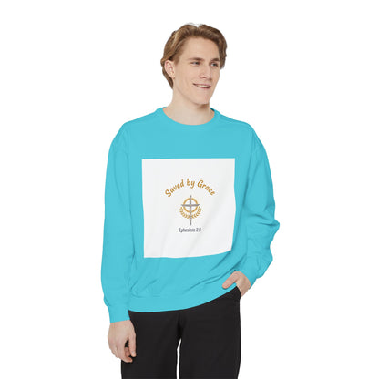 Saved by Grace Sweatshirt — Compass Faith Crewneck (Ephesians 2:8)