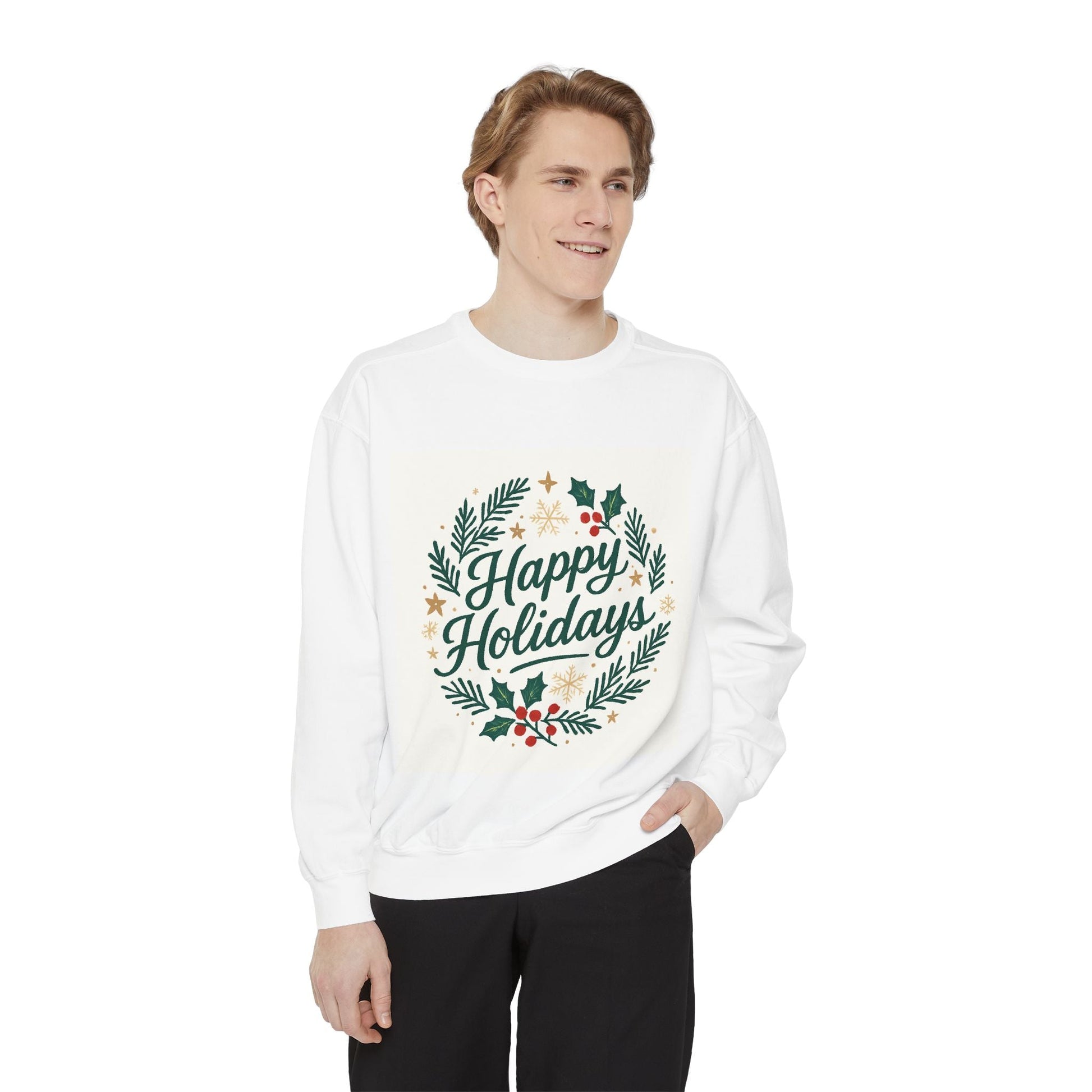 Happy Holidays Wreath Sweatshirt Printify