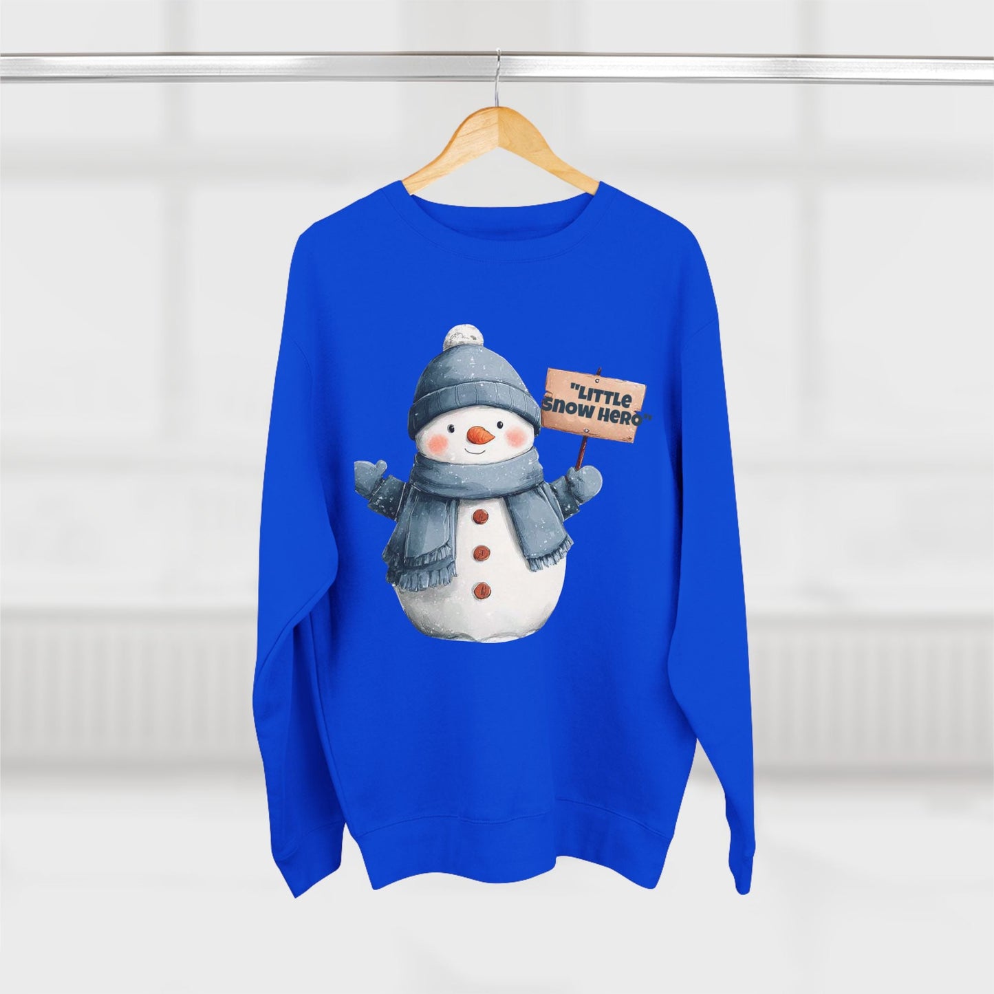 Snowman Sweatshirt - Cute 'Little Snow Hero' Holiday Crewneck Printify