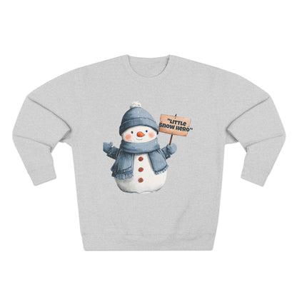 Snowman Sweatshirt - Cute 'Little Snow Hero' Holiday Crewneck Printify