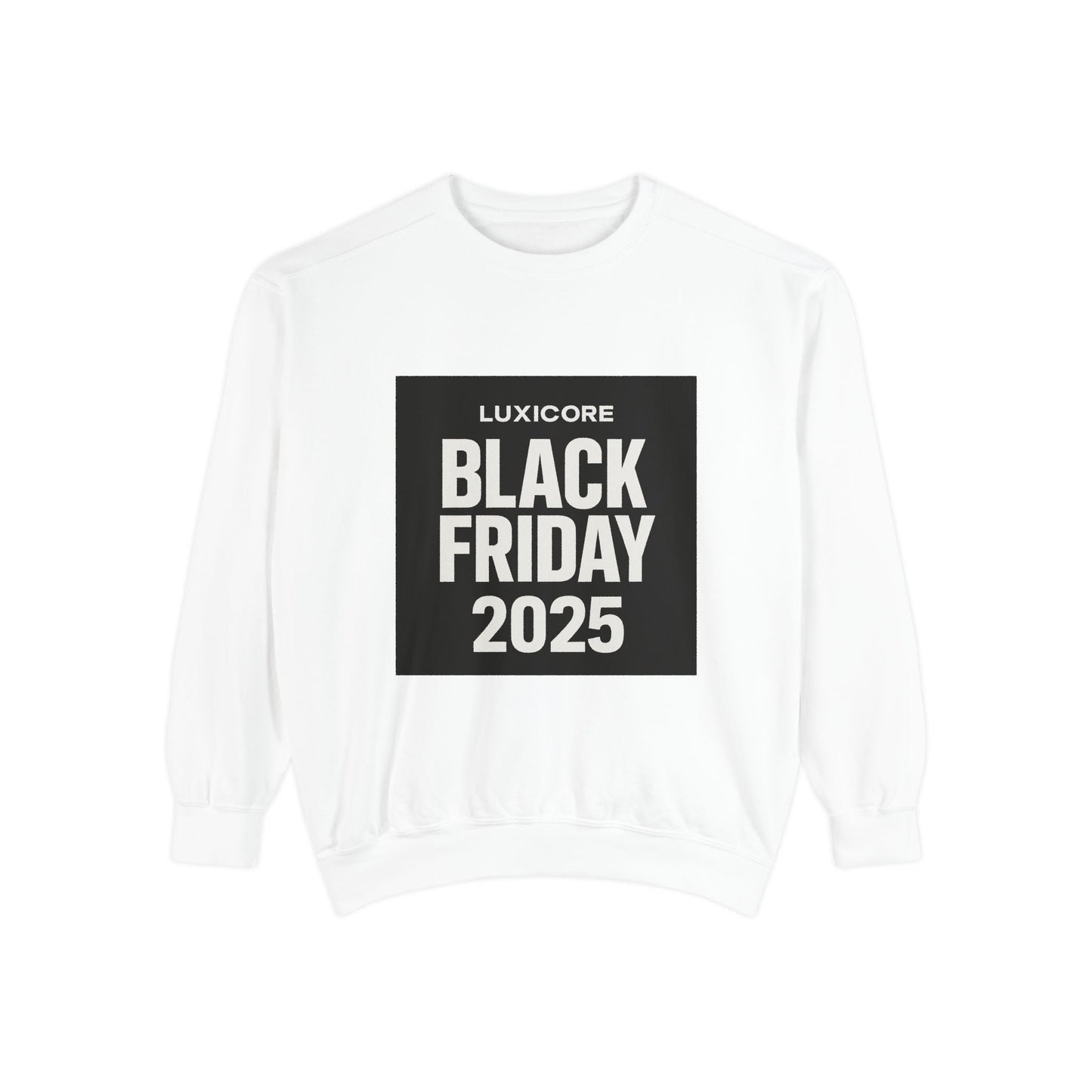 Black Friday 2025 Sweatshirt — Luxicore Graphic Crewneck Printify