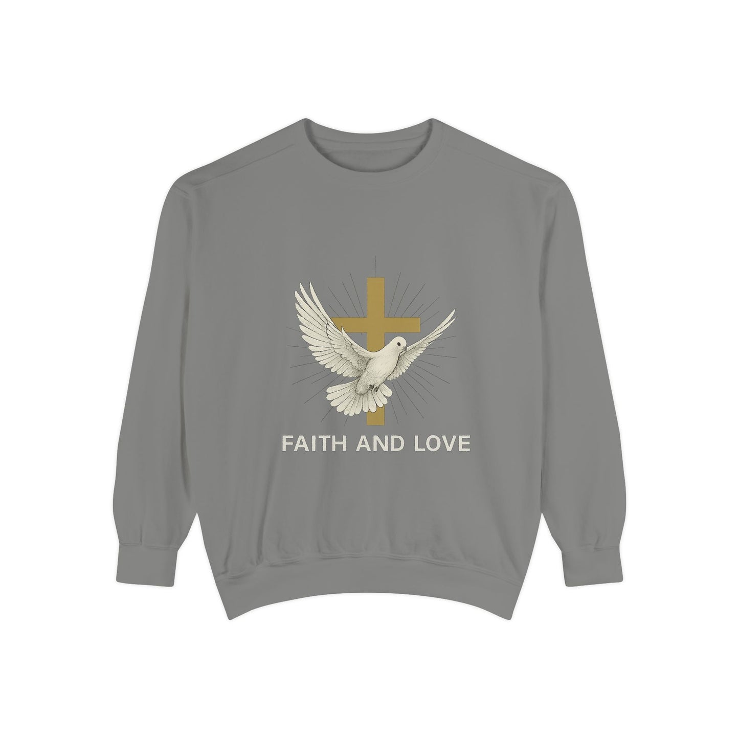 Faith & Love Sweatshirt — Dove and Cross Christian Crewneck Printify