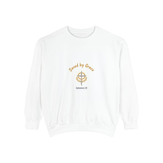 Saved by Grace Sweatshirt — Compass Faith Crewneck (Ephesians 2:8)