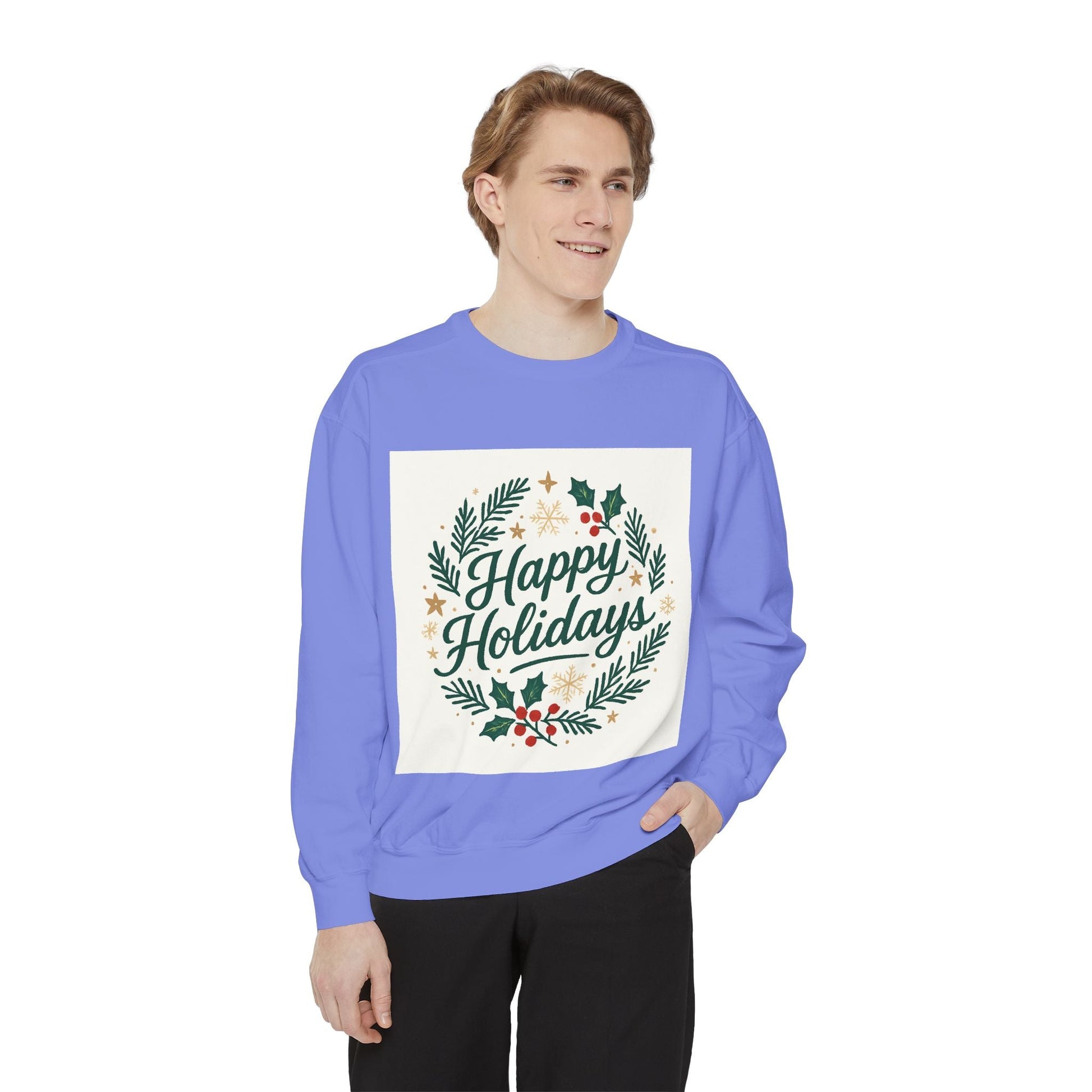 Happy Holidays Wreath Sweatshirt Printify