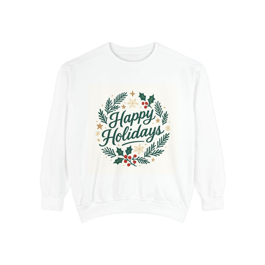 Happy Holidays Wreath Sweatshirt Printify