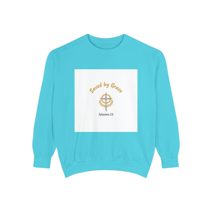 Saved by Grace Sweatshirt — Compass Faith Crewneck (Ephesians 2:8)