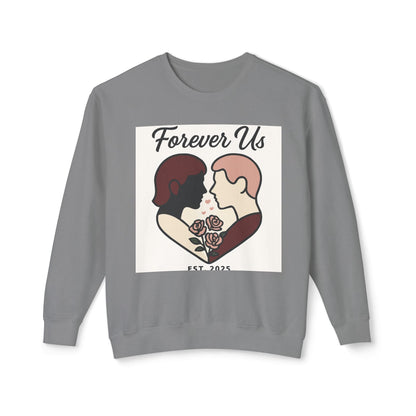 Forever Us Crewneck Sweatshirt — Romantic Couple Heart Design Printify