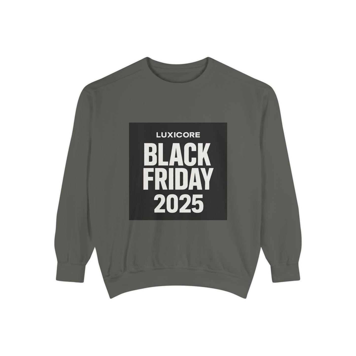 Black Friday 2025 Sweatshirt — Luxicore Graphic Crewneck Printify