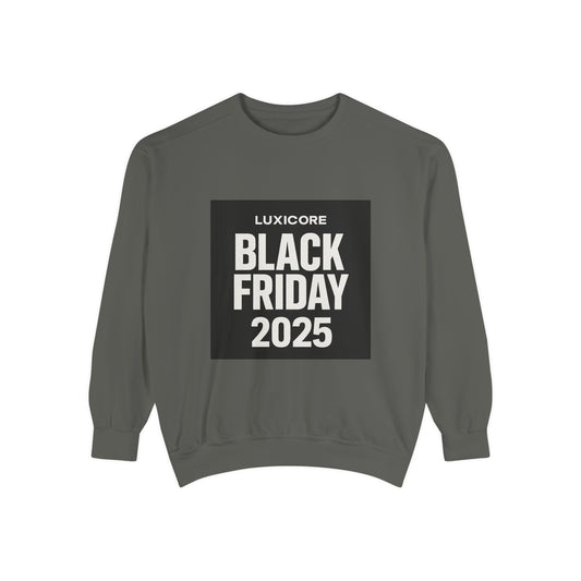 Black Friday 2025 Sweatshirt — Luxicore Graphic Crewneck Printify