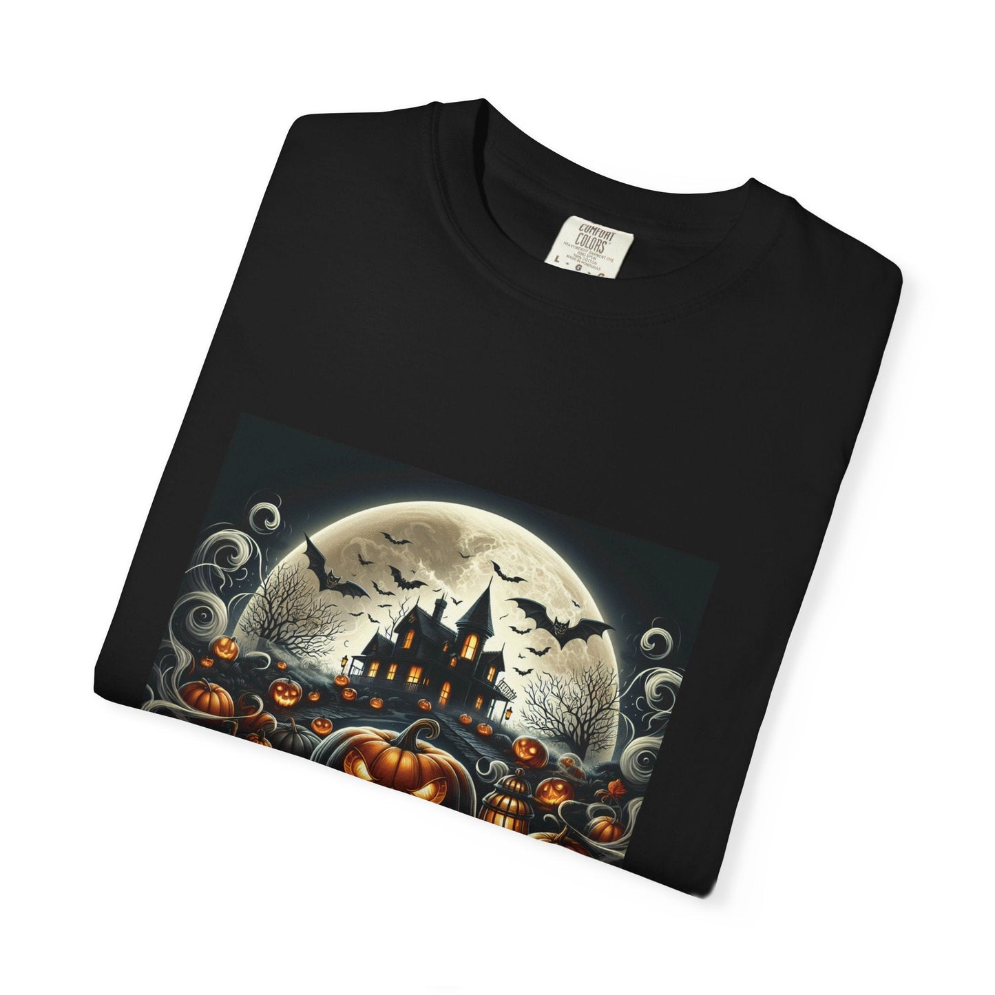 Spooky Halloween T-Shirt, Unisex Fall Shirt, Pumpkin Graphic Tee, Haunted House Top, Autumn Celebration Apparel Printify