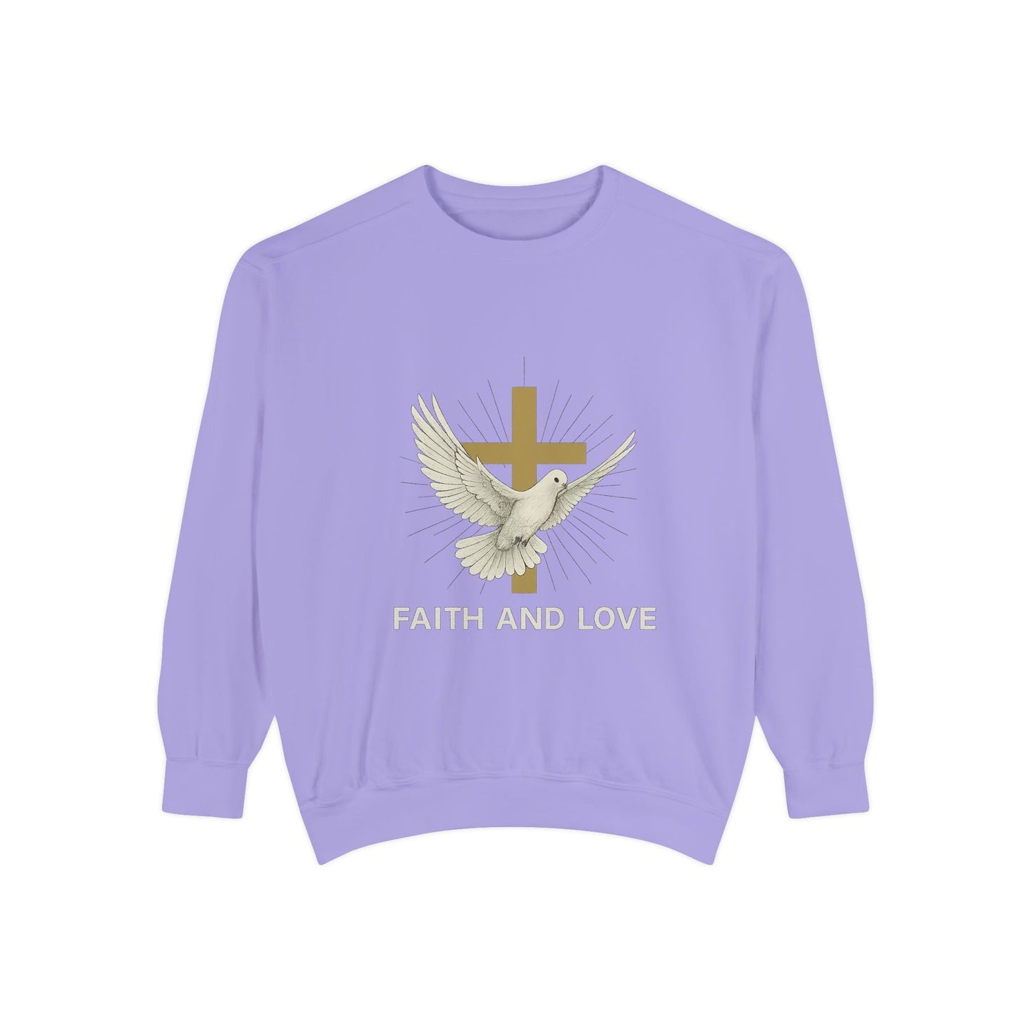 Faith & Love Sweatshirt — Dove and Cross Christian Crewneck Printify