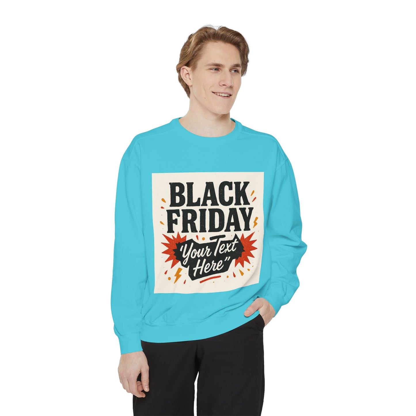 Black Friday Sweatshirt — Custom "Your Text Here" Promo Crewneck Printify