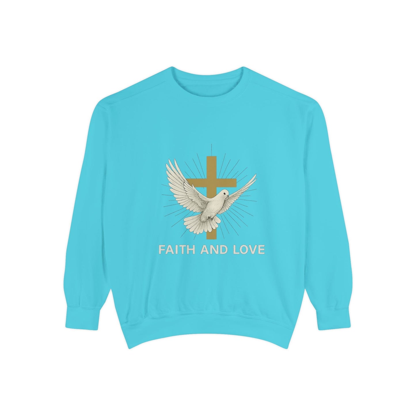 Faith & Love Sweatshirt — Dove and Cross Christian Crewneck Printify