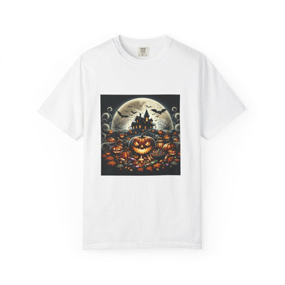 Spooky Halloween T-Shirt, Unisex Fall Shirt, Pumpkin Graphic Tee, Haunted House Top, Autumn Celebration Apparel Printify