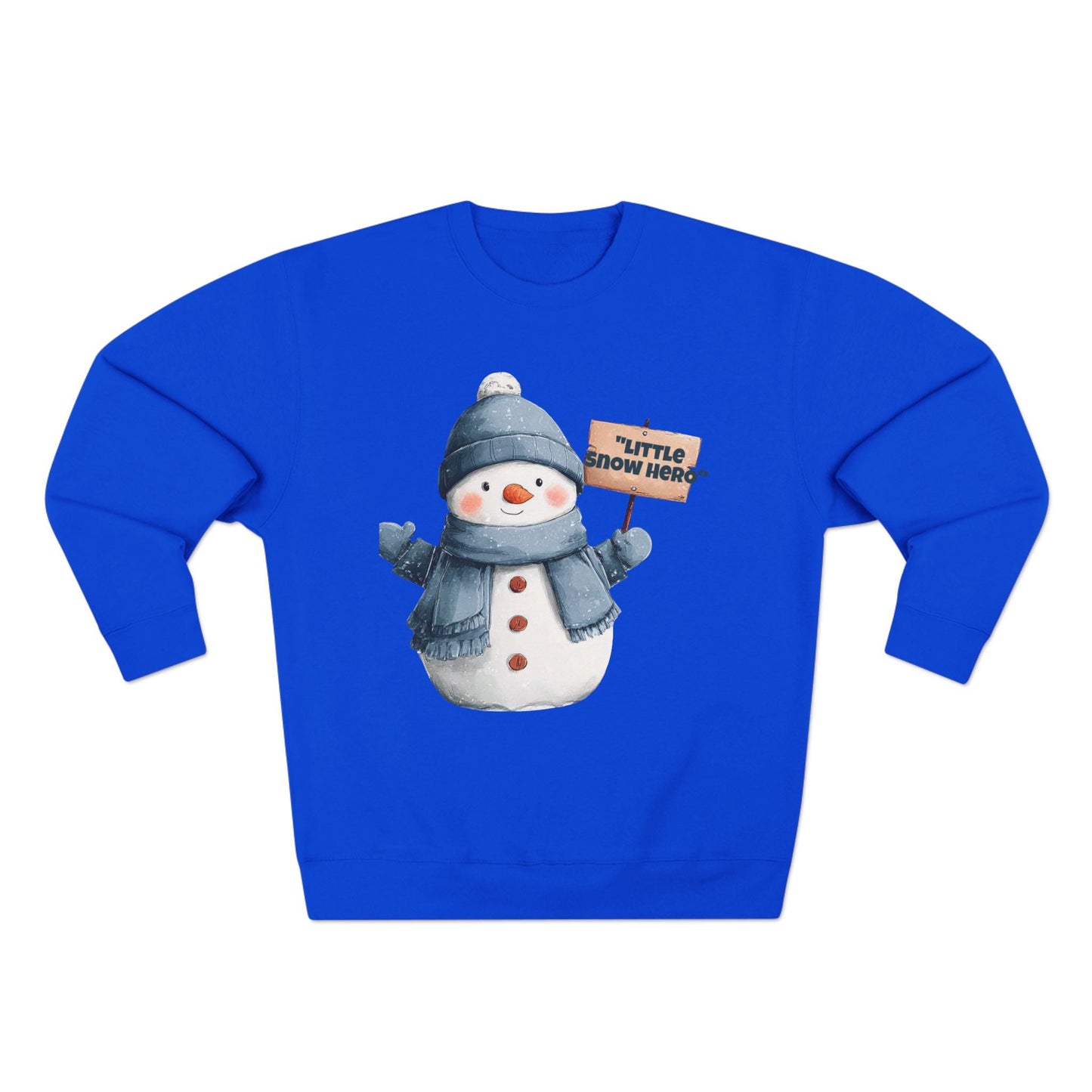 Snowman Sweatshirt - Cute 'Little Snow Hero' Holiday Crewneck Printify