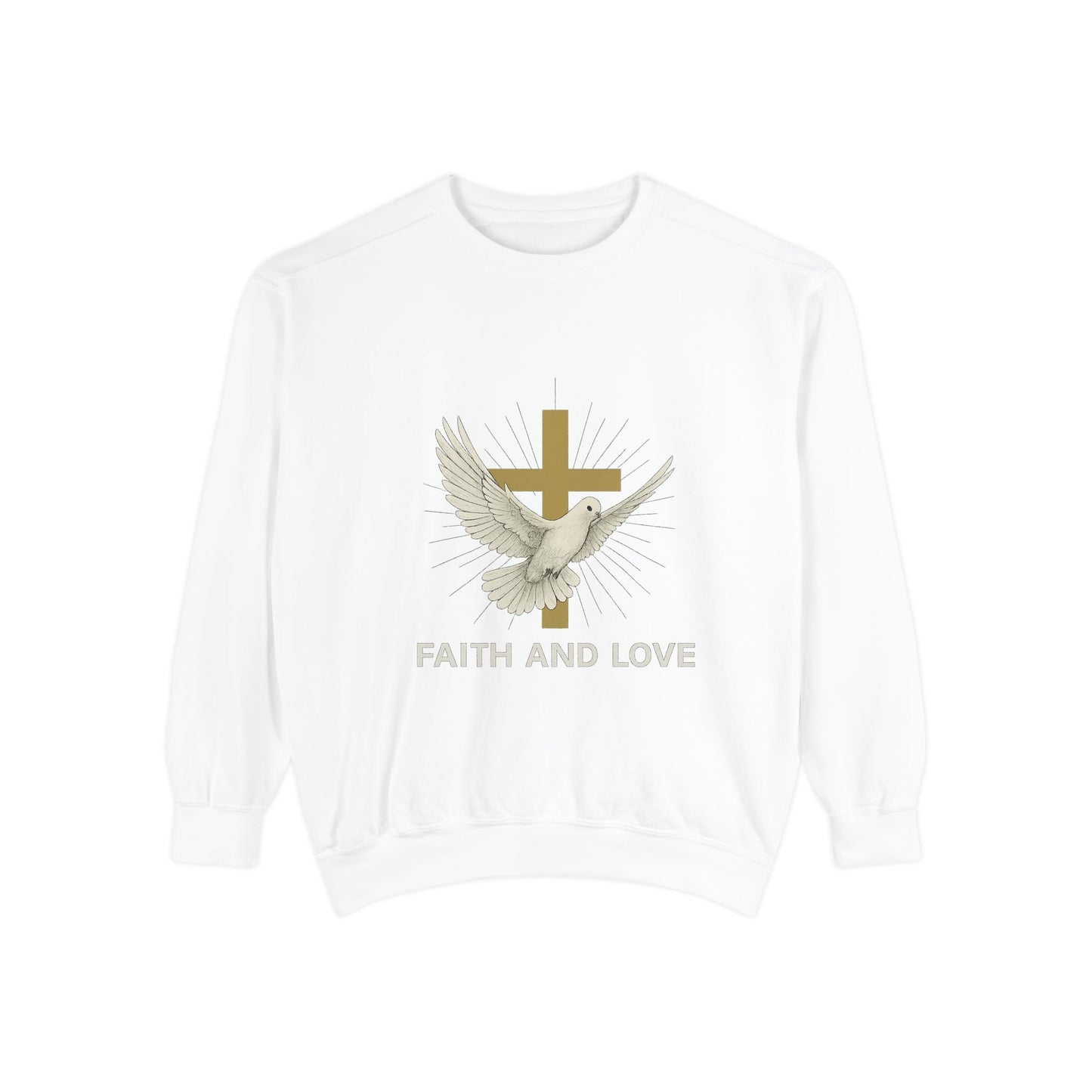 Faith & Love Sweatshirt — Dove and Cross Christian Crewneck Printify