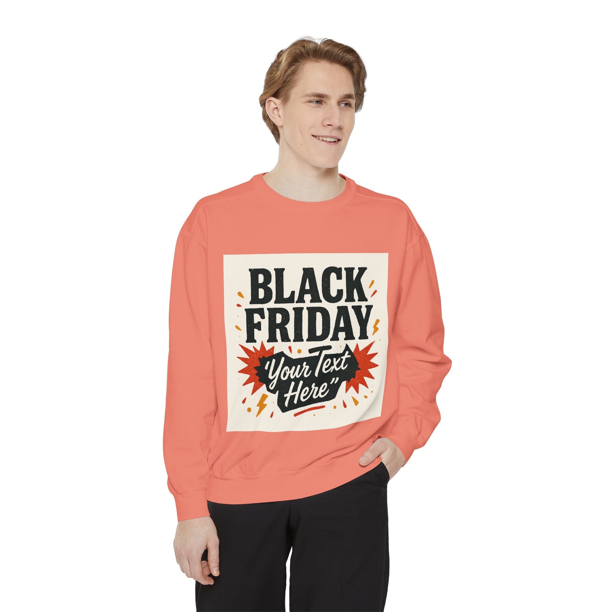 Black Friday Sweatshirt — Custom "Your Text Here" Promo Crewneck Printify