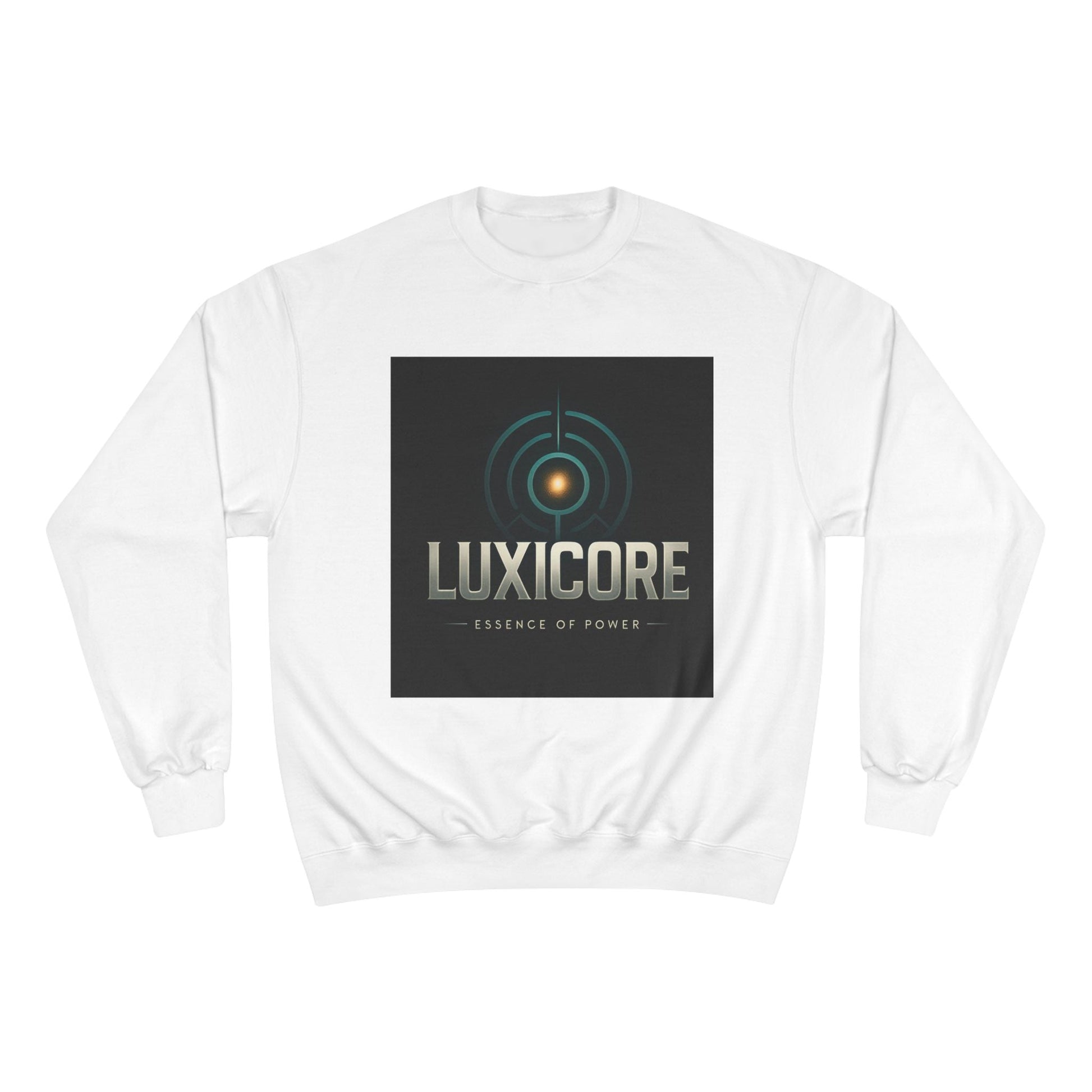 Luxicore Logo Sweatshirt — Retro Futuristic Tech Crewneck Printify