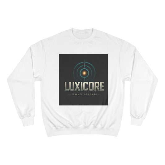 Luxicore Logo Sweatshirt — Retro Futuristic Tech Crewneck Printify