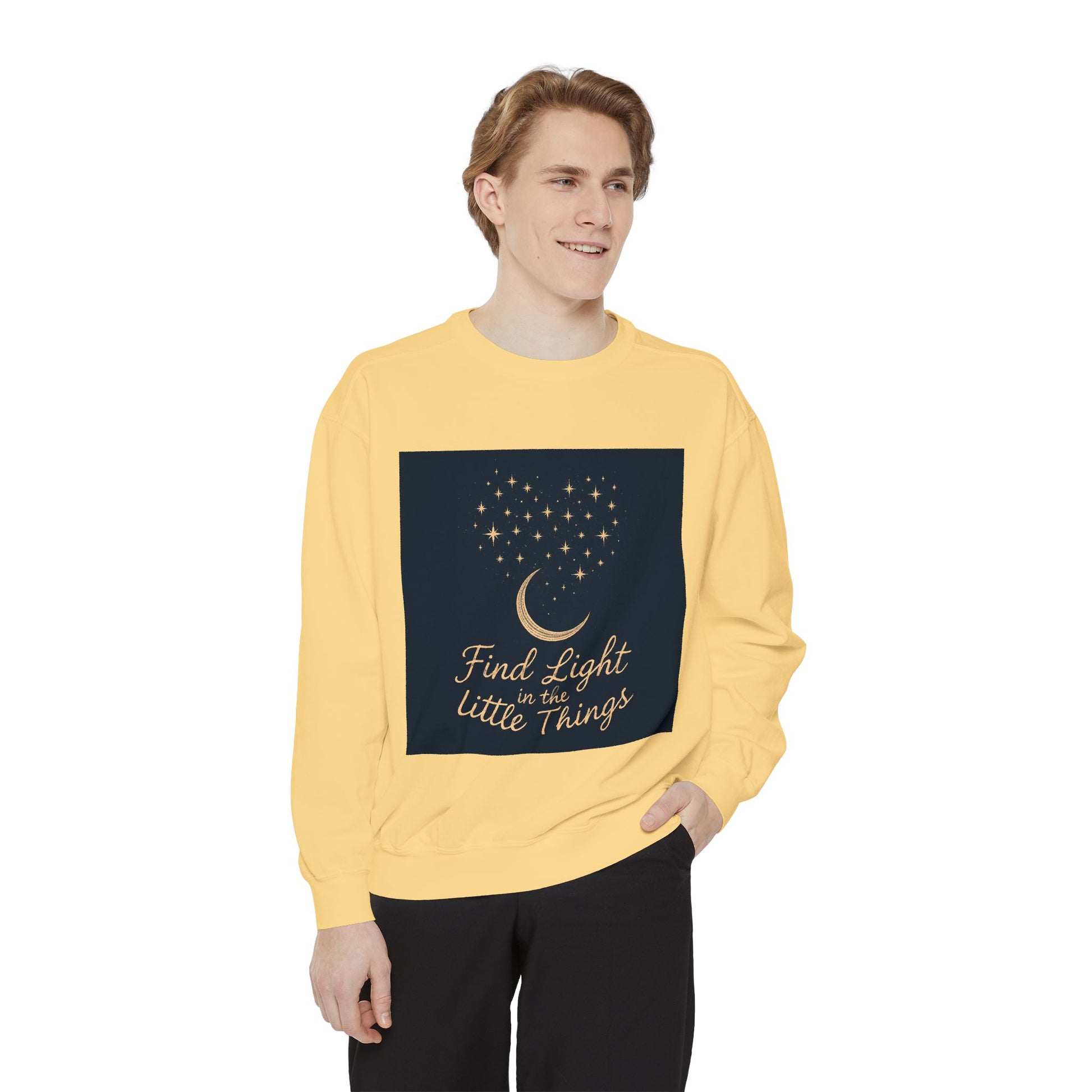 Moon & Stars Sweatshirt - "Find Light in the Little Things" Inspirational Crewneck - LUXİCORE