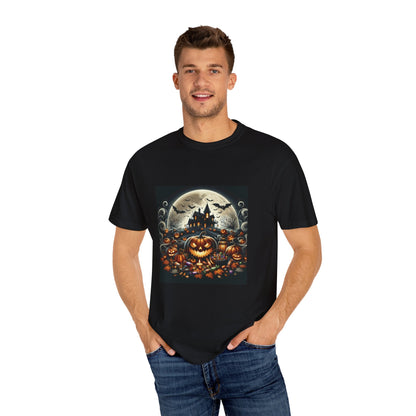 Spooky Halloween T-Shirt, Unisex Fall Shirt, Pumpkin Graphic Tee, Haunted House Top, Autumn Celebration Apparel Printify