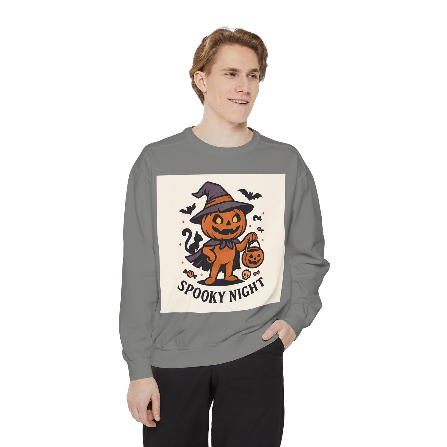 Halloween Pumpkin Sweatshirt — “Spooky Night” Jack-O’-Lantern Crewneck - LUXİCORE