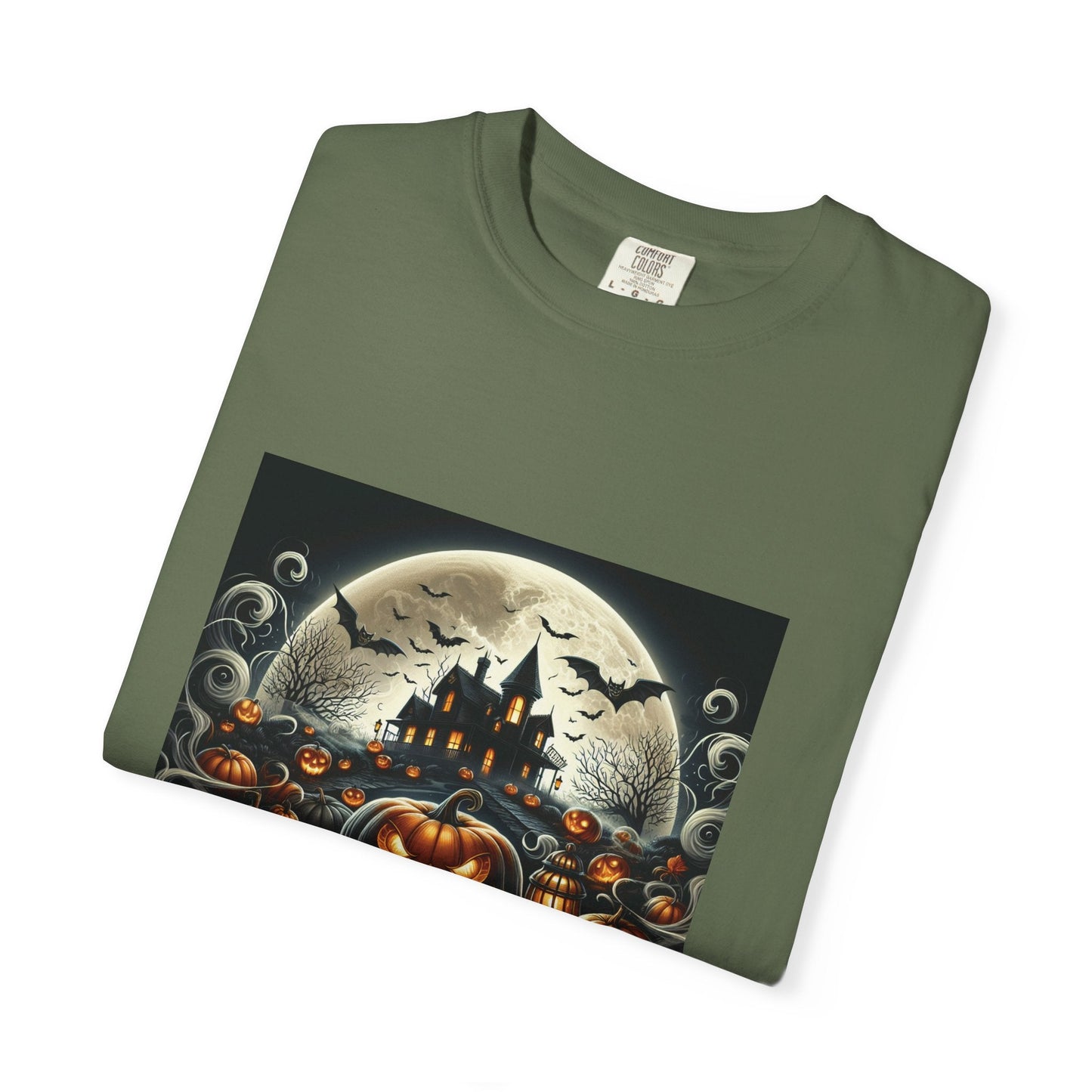 Spooky Halloween T-Shirt, Unisex Fall Shirt, Pumpkin Graphic Tee, Haunted House Top, Autumn Celebration Apparel Printify