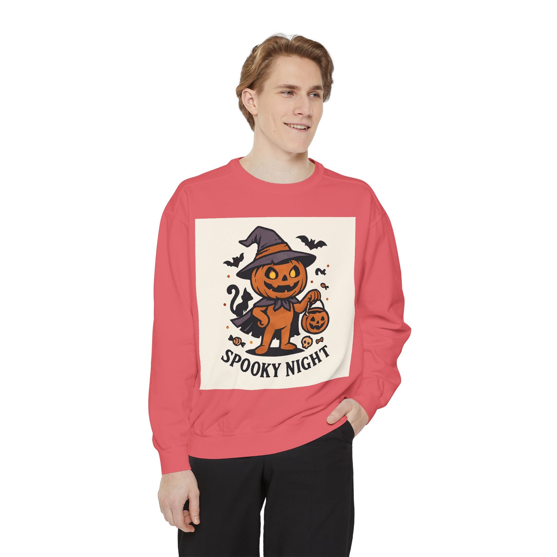 Halloween Pumpkin Sweatshirt — “Spooky Night” Jack-O’-Lantern Crewneck - LUXİCORE