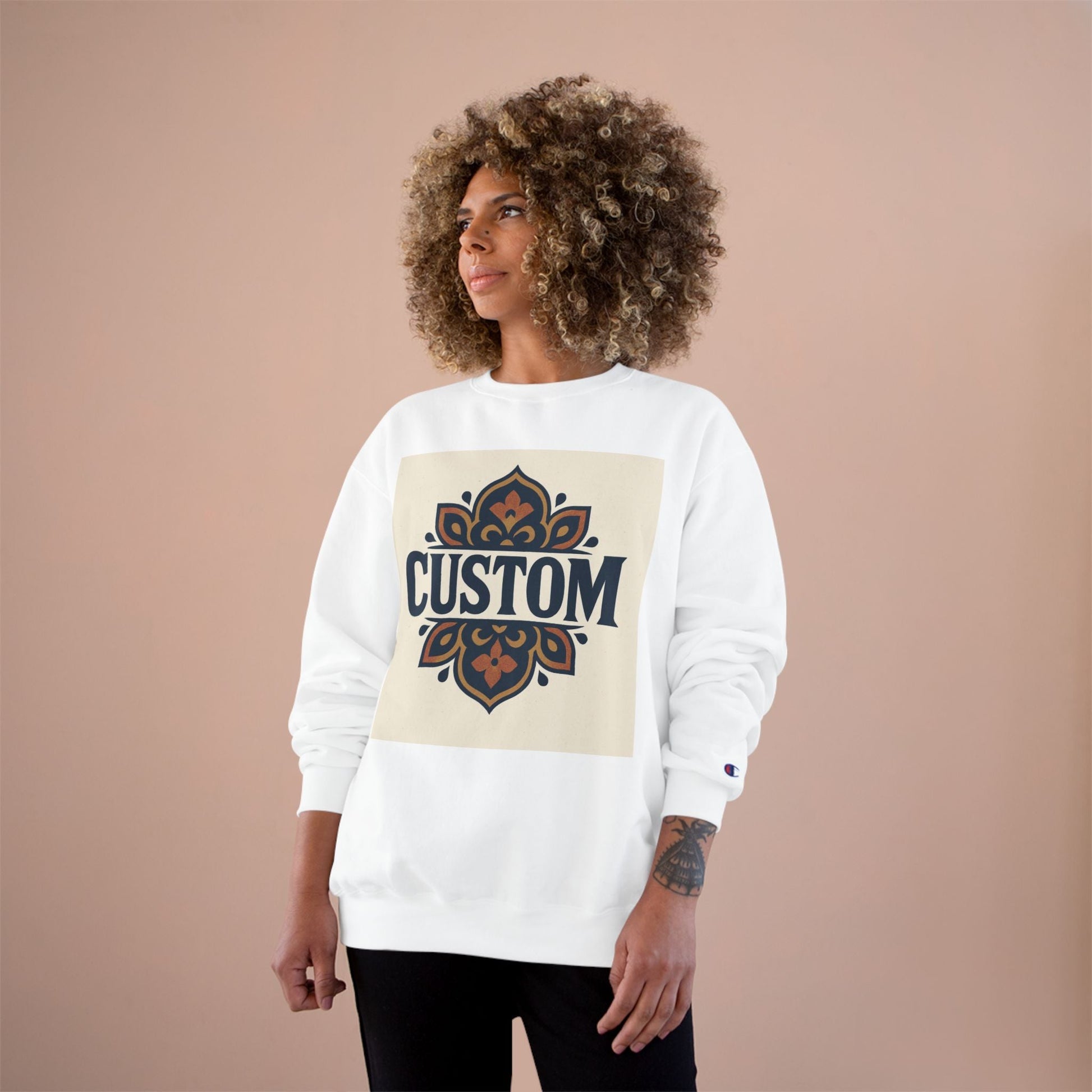 Custom Floral Mandala Sweatshirt — Personalized Champion Crewneck Printify